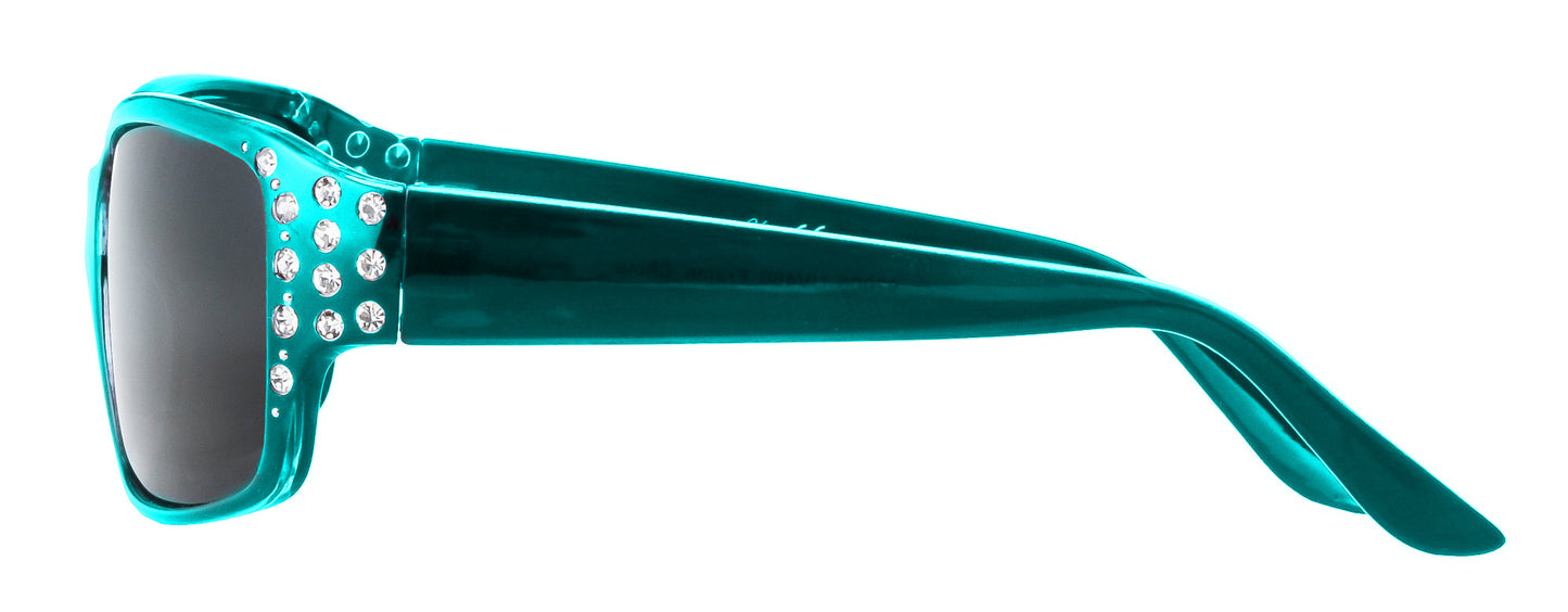 Third image: Polarized Sunglasses for Women - Premium Teal Fashion Sunglasses - HZ Series Diamante Womens Designer Sunglasses