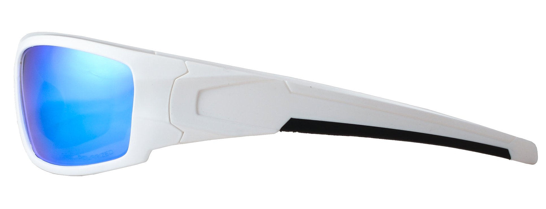 Third image: Polarized Sunglasses for Men - Premium Sport Sunglasses - HZ Series Aquabull - White Frame - Ice Blue Mirror Lens