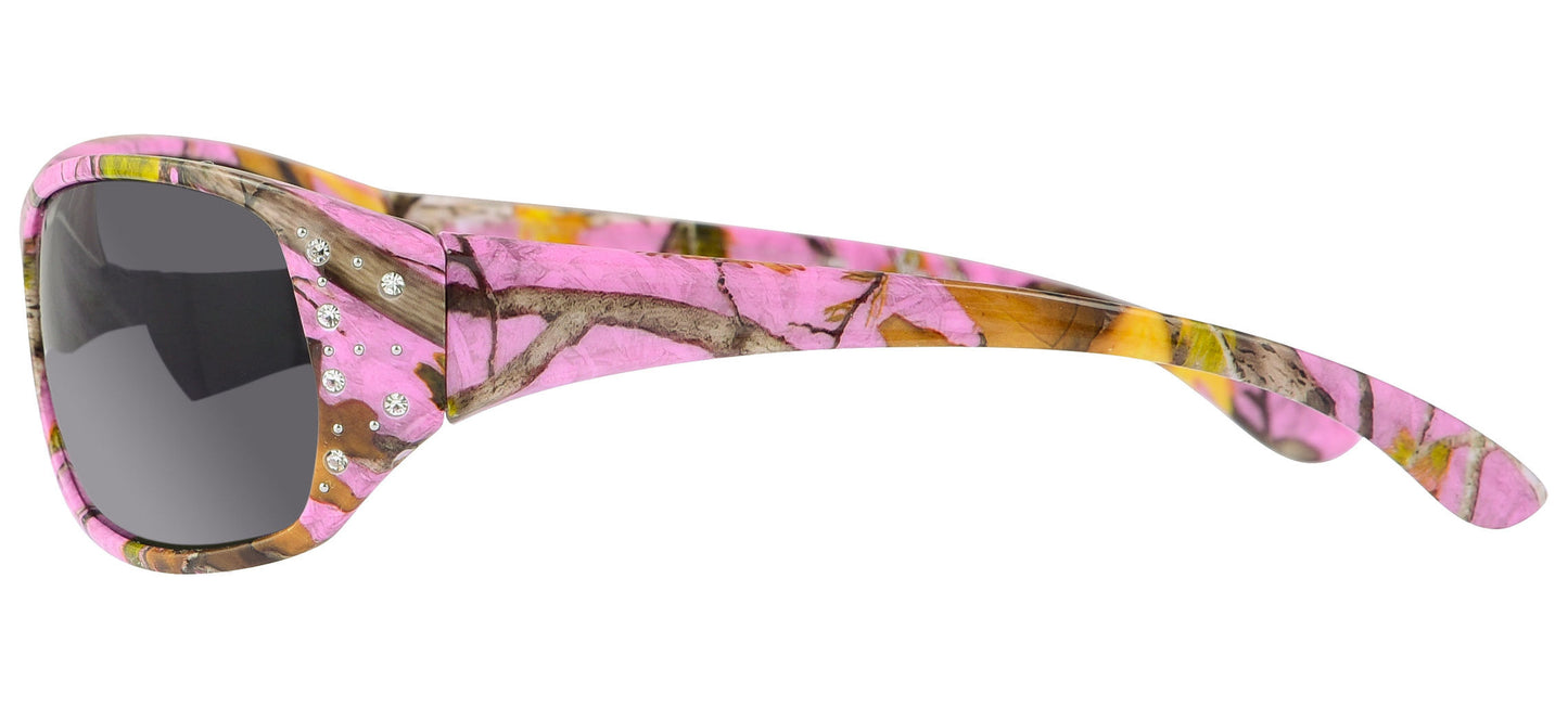 Second image: Polarized Purple Camo Sunglasses for Women - Elettra - Purple Camo Frame - Smoke Lens