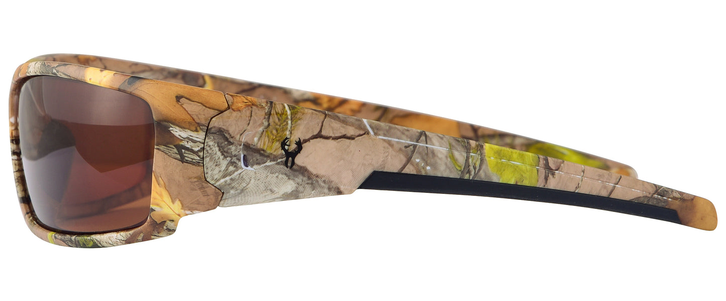 Second image: Hornz Brown Forest Camouflage Polarized Sunglasses for Men - Aquabull - Free Matching Microfiber Pouch - Brown Camo Frame - Amber Lens