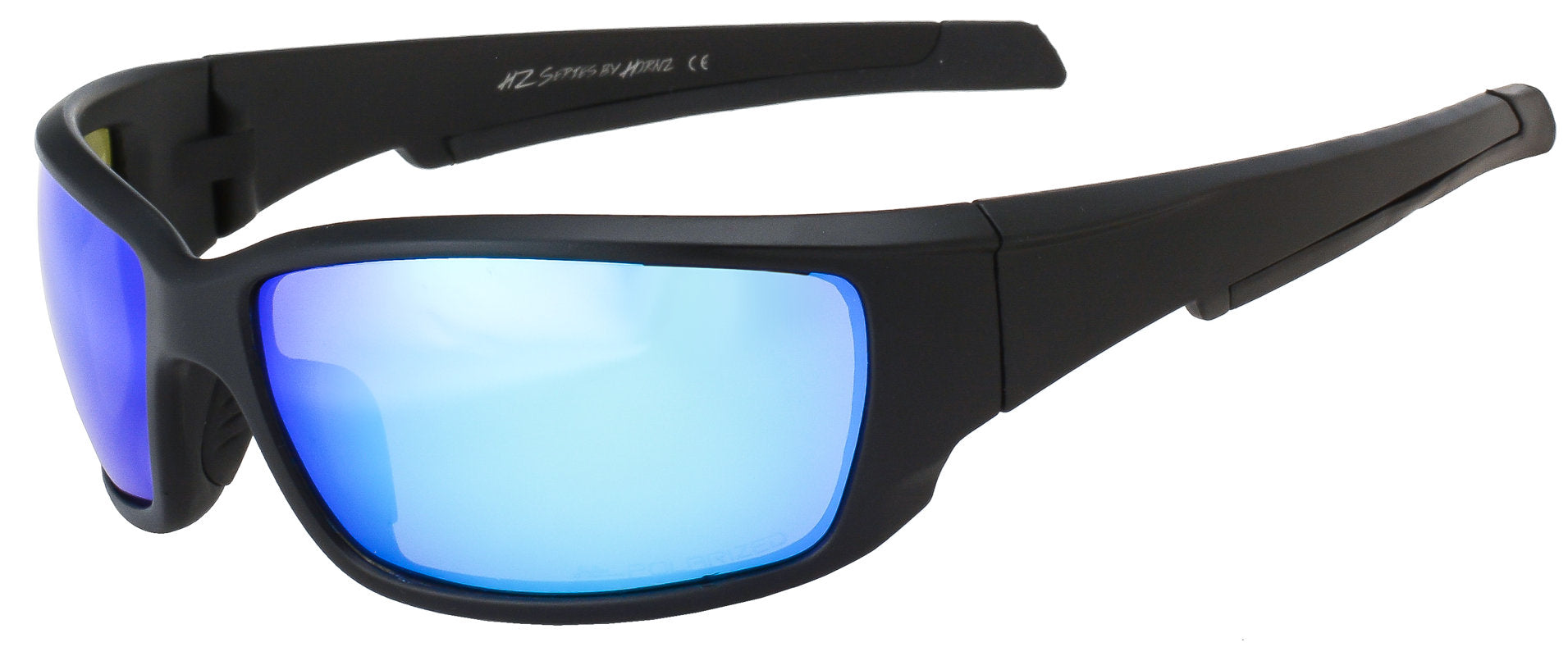 Main image: HZ Series Superfit - Premium Polarized Sunglasses by Hornz – Sunglasses for Men – Full Frame Strong Arms – Matte Black Frame – Ice Blue Mirror Lens