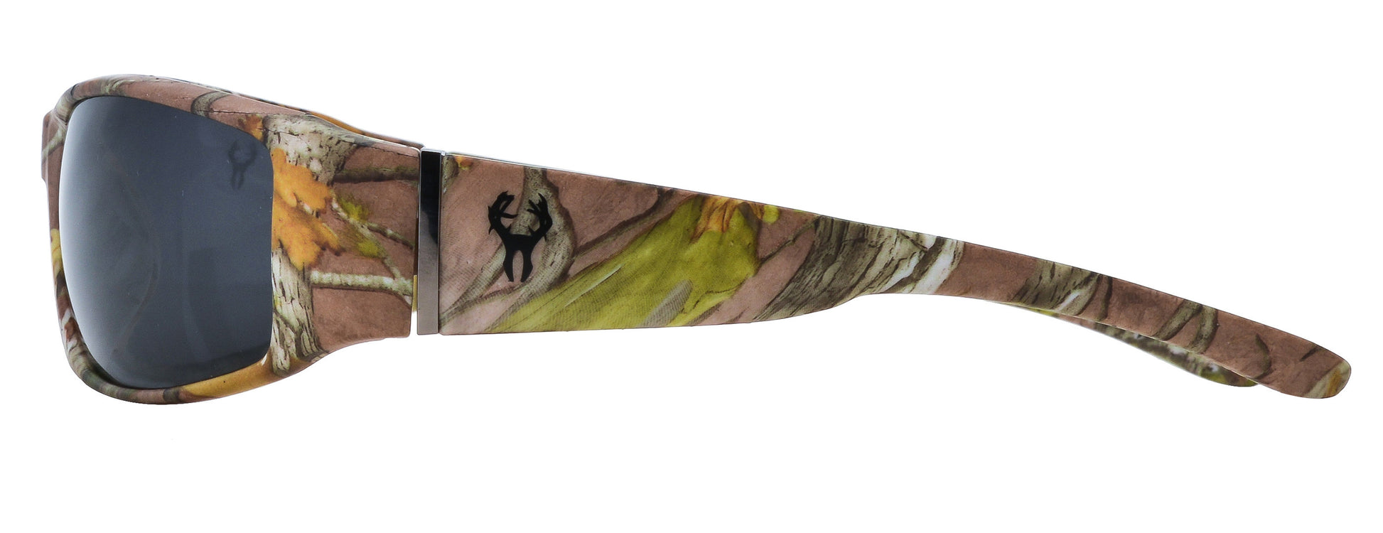 Second image: Hornz Brown Forrest Camouflage Polarized Sunglasses for Men Full Frame Wide Arms & Free Matching Microfiber Pouch – Brown Camo Frame - Smoke Lens