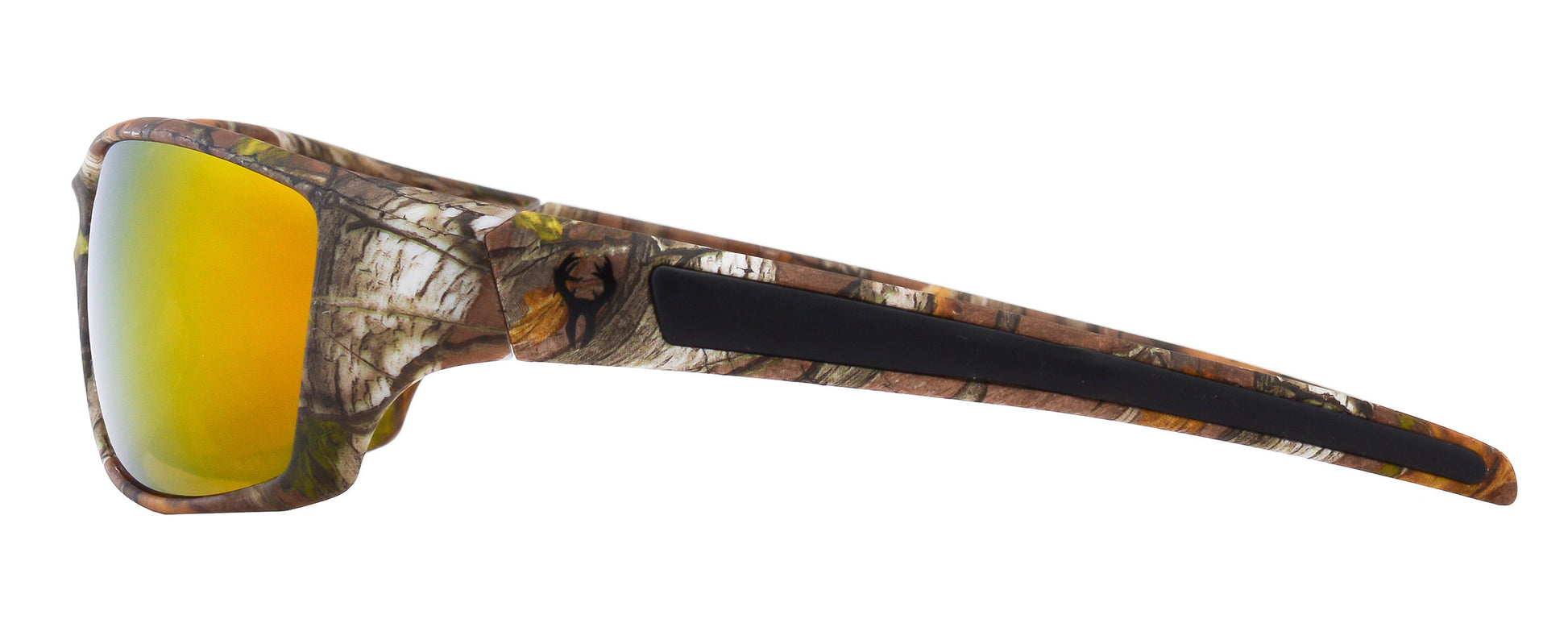 Second image: Hornz Brown Forest Camouflage Polarized Sunglasses for Men Full Frame & Free Matching Microfiber Pouch – Brown Camo Frame – Orange Lens