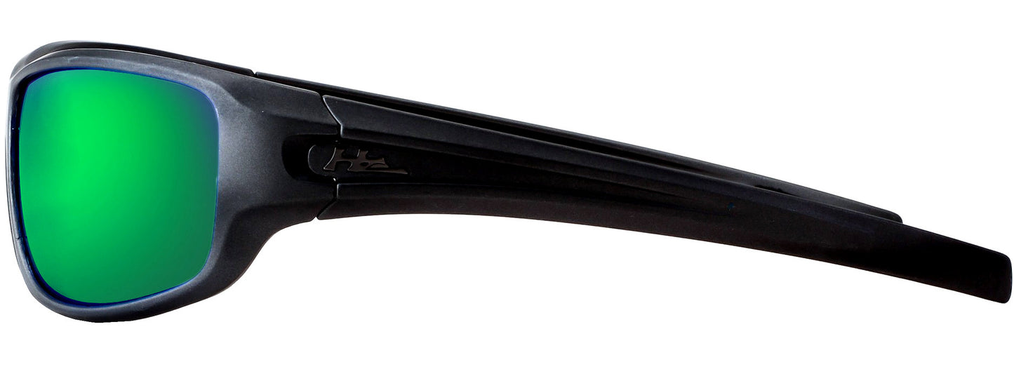 Third image: HZ Series Arkana - Premium Polarized Sunglasses by Hornz (Matte Black, Emerald Green Mirror)