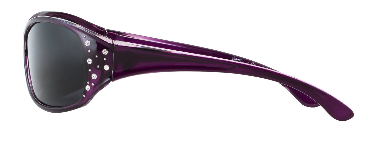 Third image: Polarized Sunglasses for Women – Deep Lavender Frame – Dark Smoke Lens – HZ Series Elettra – Women’s Premium Designer Fashion Sunglasses