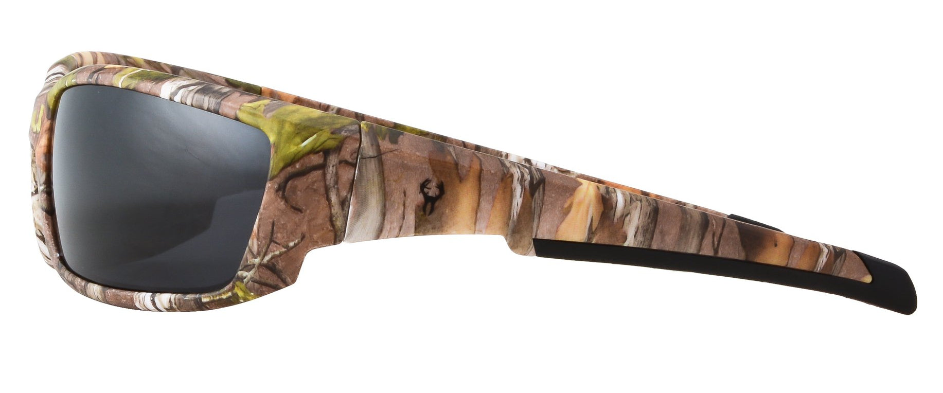 Second image: Hornz Brown Forest Camouflage Polarized Sunglasses for Men Full Frame Strong Arms & Free Matching Microfiber Pouch – Brown Camo Frame - Smoke Lens