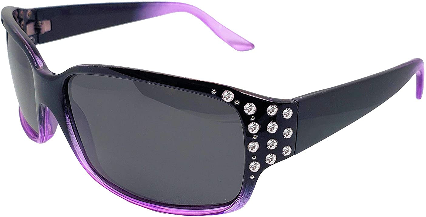 Main image: Polarized Sunglasses for Women - Premium Fashion Sunglasses - HZ Series Diamante Womens Designer Sunglasses (Black & Lavender, Dark Smoke)