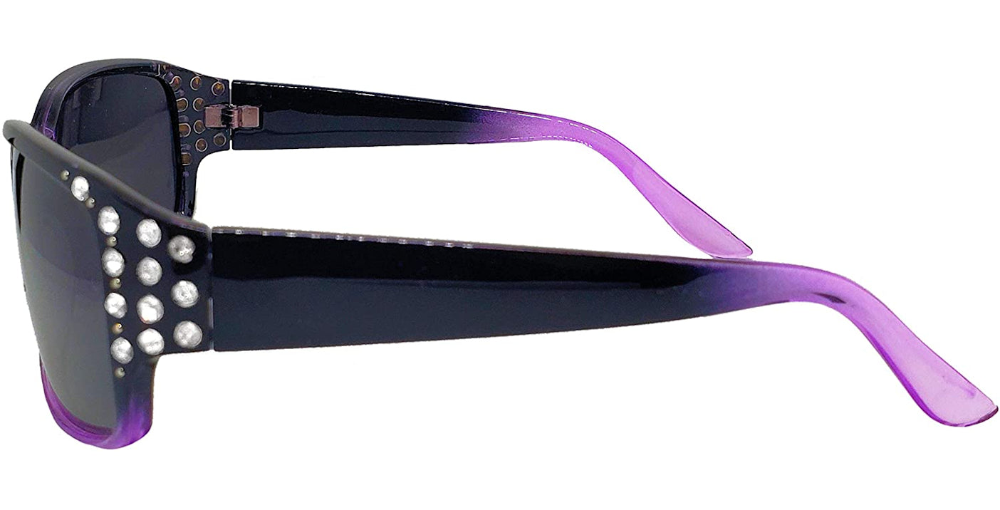 Third image: Polarized Sunglasses for Women - Premium Fashion Sunglasses - HZ Series Diamante Womens Designer Sunglasses (Black & Lavender, Dark Smoke)