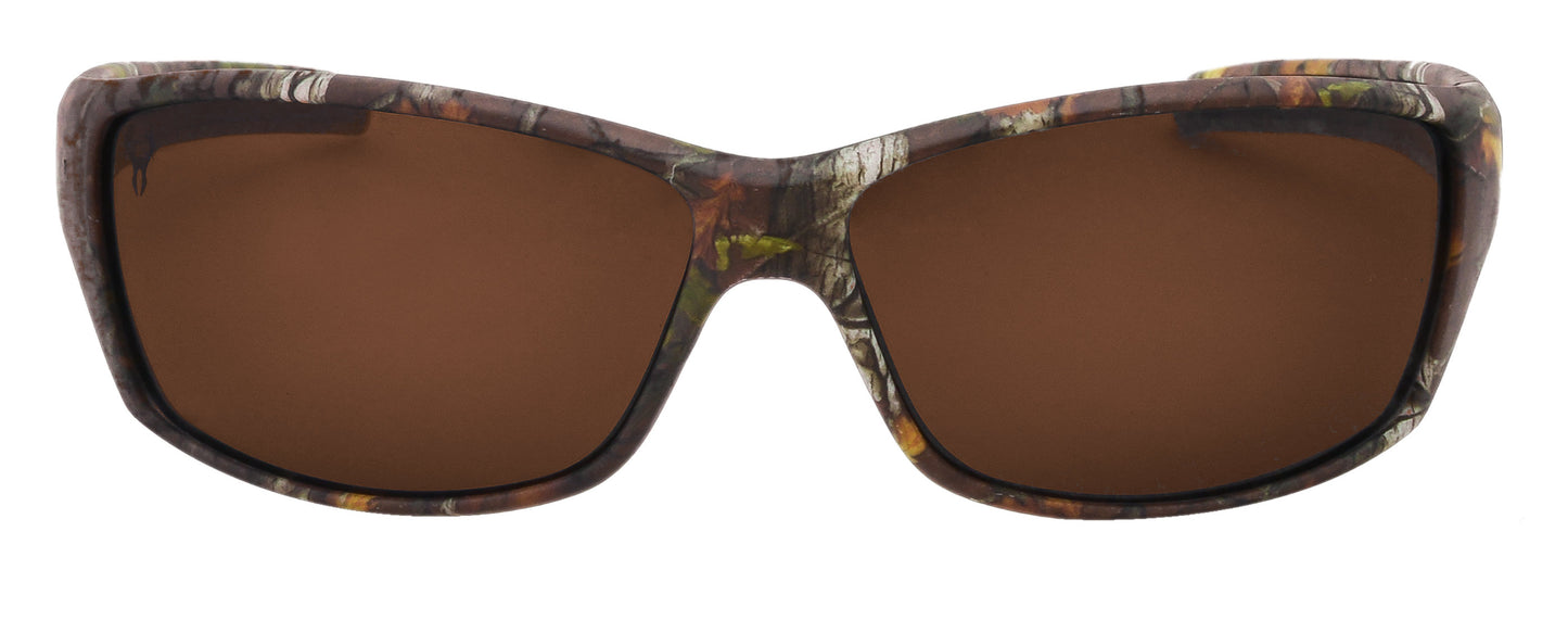Third image: Hornz Brown Forest Camouflage Polarized Sunglasses for Men Full Frame & Free Matching Microfiber Pouch – Brown Camo Frame – Amber Lens