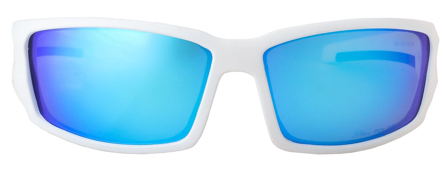 Second image: Polarized Sunglasses for Men - Premium Sport Sunglasses - HZ Series Aquabull - White Frame - Ice Blue Mirror Lens