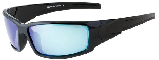 Main image: Polarized Sunglasses for Men - Premium Sport Sunglasses - HZ Series Aquabull - Black Frame - Ice Blue Mirror Lens