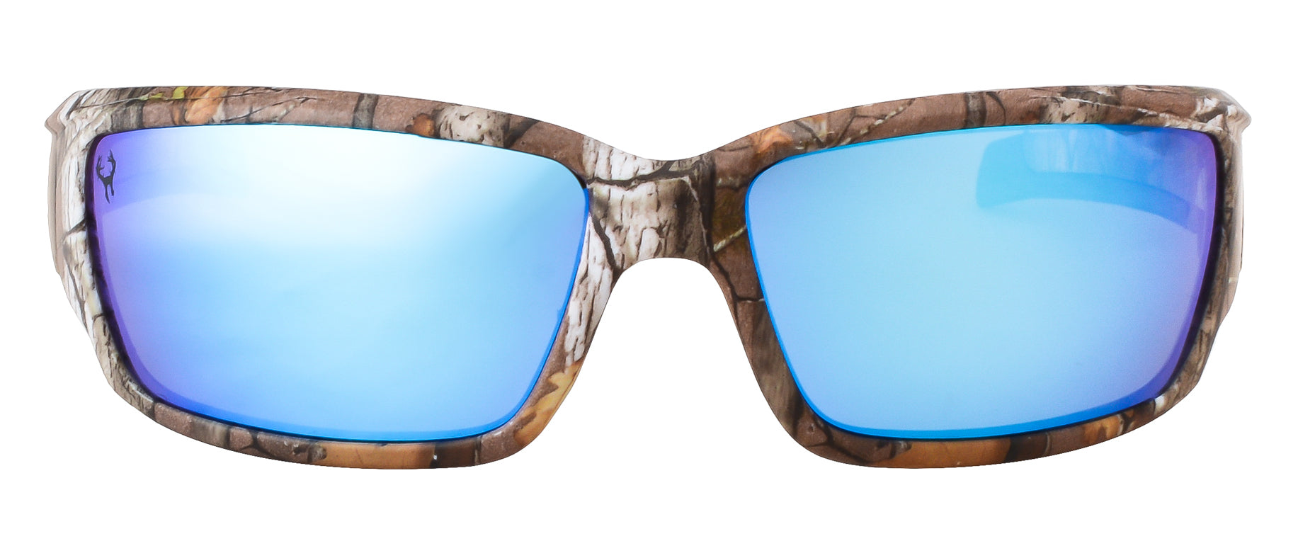 Third image: Hornz Brown Forest Camouflage Polarized Sunglasses for Men Full Frame Strong Arms & Free Matching Microfiber Pouch – Brown Camo Frame – Blue Lens