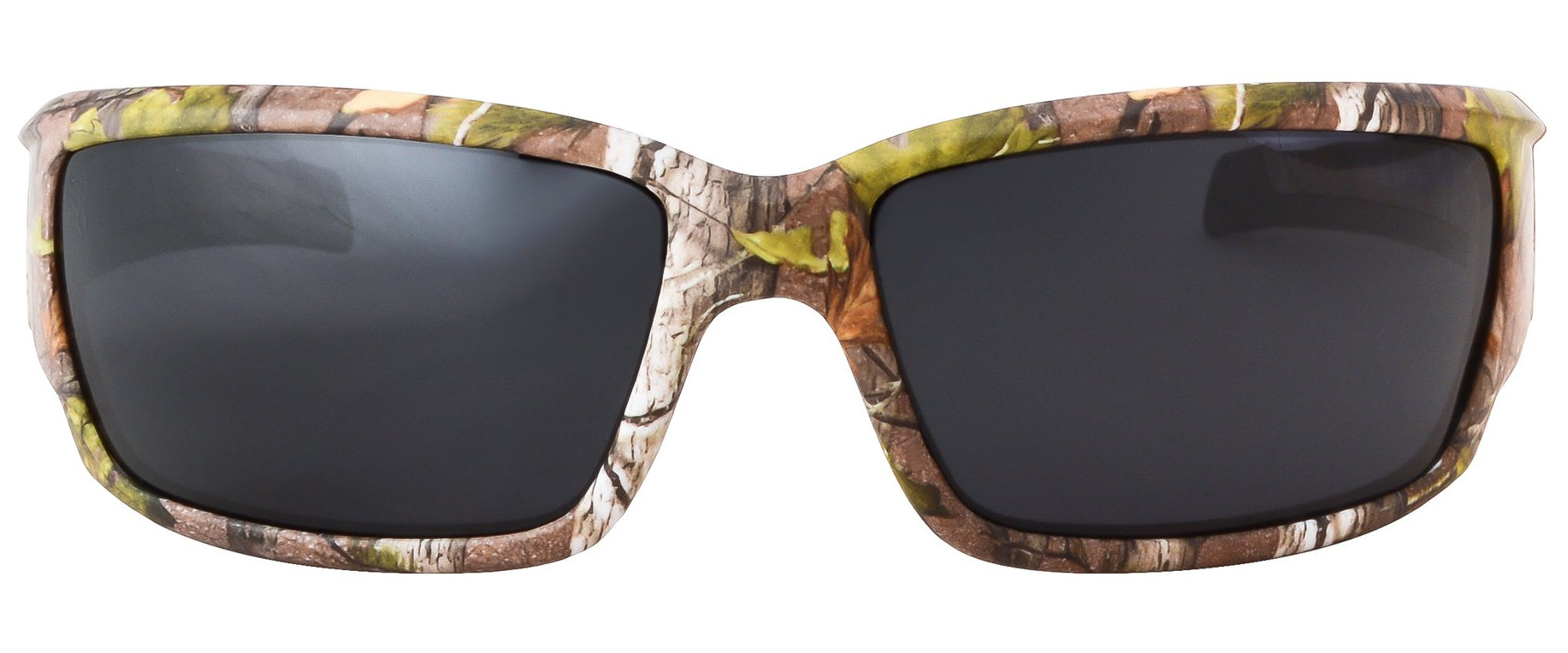 Third image: Hornz Brown Forest Camouflage Polarized Sunglasses for Men Full Frame Strong Arms & Free Matching Microfiber Pouch – Brown Camo Frame - Smoke Lens