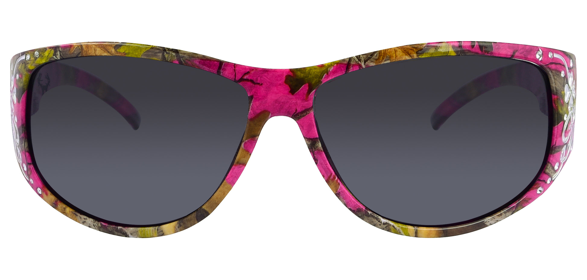 Third image: Hornz Hot Pink-Purple Camouflage Polarized Sunglasses Country Girl Style Camo & Free Matching Microfiber Pouch – Hot Pink-Purple Camo Frame - Smoke Lens