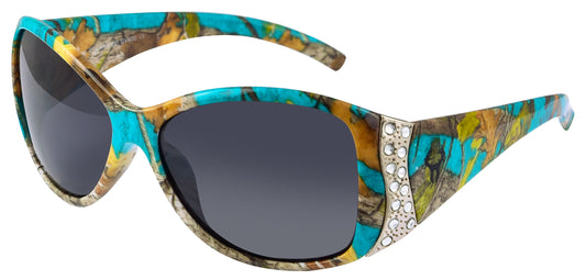 Main image: Hornz Teal Camouflage Polarized Sunglasses Country Girl Style Camo & Free Matching Microfiber Pouch – Teal Camo Frame - Smoke Lens