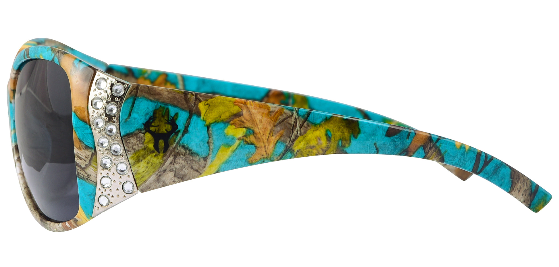 Second image: Hornz Teal Camouflage Polarized Sunglasses Country Girl Style Camo & Free Matching Microfiber Pouch – Teal Camo Frame - Smoke Lens