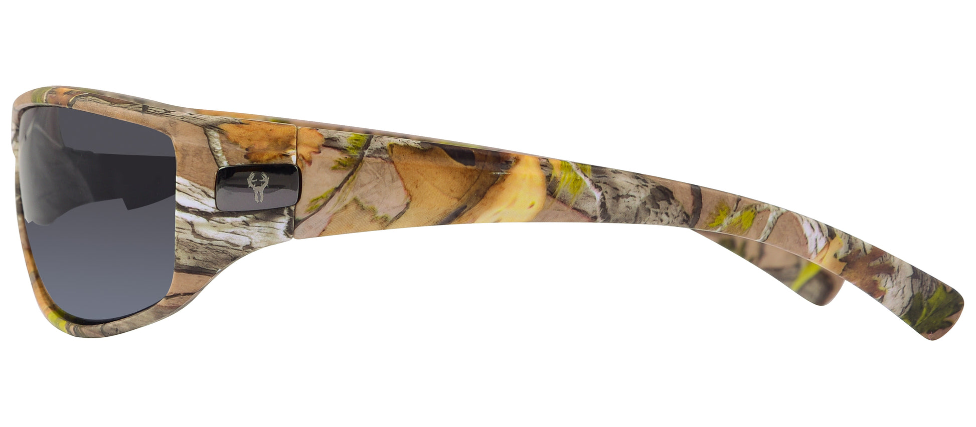 Second image: Hornz Brown Forest Camouflage Polarized Sunglasses for Men - WhiteTail - Free Matching Microfiber Pouch - Brown Camo Frame - Smoke Lens