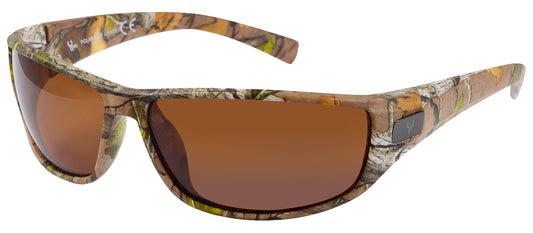 Main image: Hornz Brown Forest Camouflage Polarized Sunglasses for Men - WhiteTail - Free Matching Microfiber Pouch - Brown Camo Frame - Amber Lens