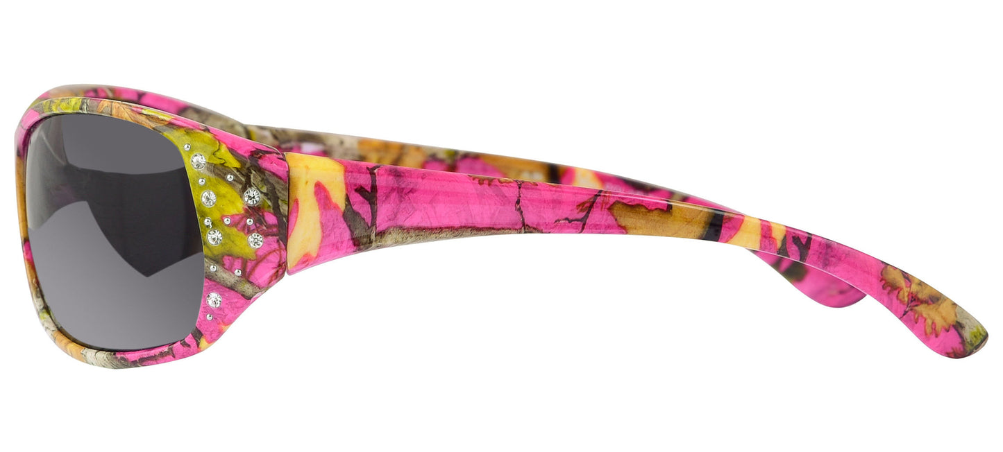 Second image: Polarized Hot Pink Camo Sunglasses for Women - Elettra - Hot Pink Camo Frame - Smoke Lens
