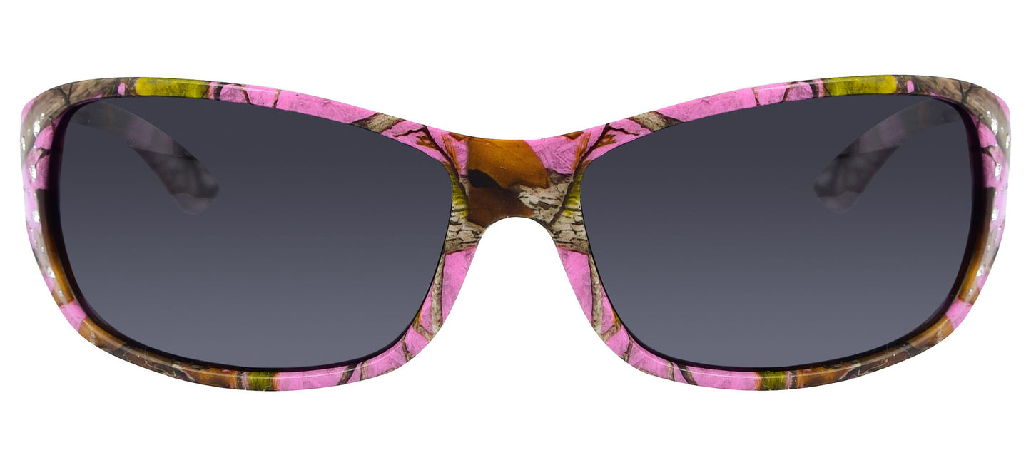 Third image: Polarized Purple Camo Sunglasses for Women - Elettra - Purple Camo Frame - Smoke Lens