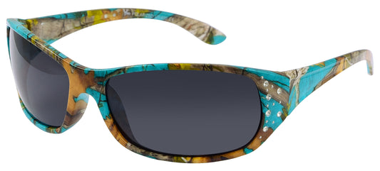 Main image: Polarized Teal Camo Sunglasses for Women - Elettra - Teal Camo Frame - Smoke Lens…