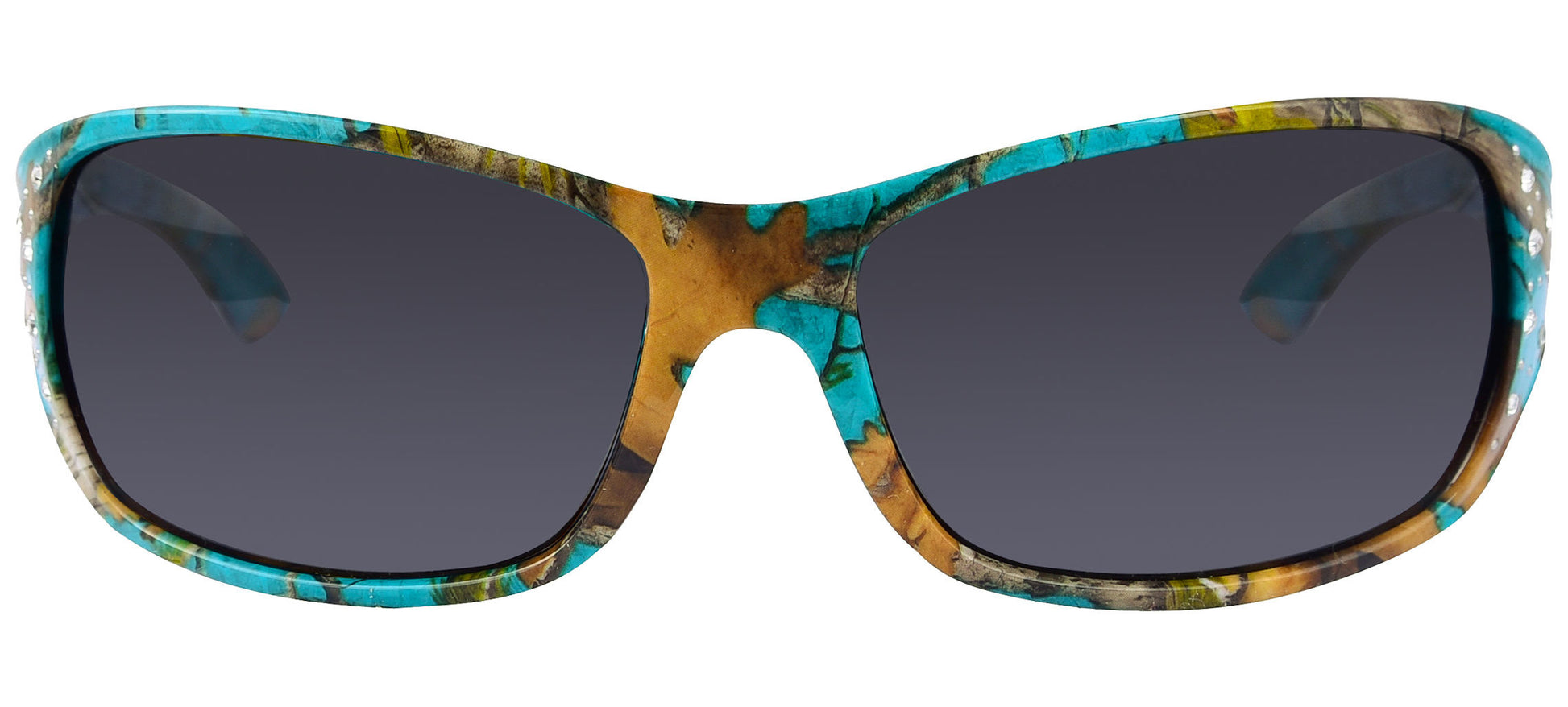 Third image: Polarized Teal Camo Sunglasses for Women - Elettra - Teal Camo Frame - Smoke Lens…