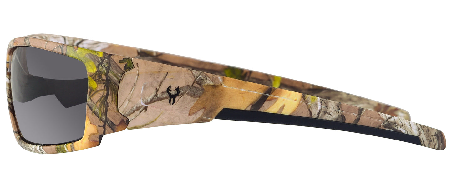 Second image: Hornz Brown Forest Camouflage Polarized Sunglasses for Men - Aquabull - Free Matching Microfiber Pouch - Brown Camo Frame - Smoke Lens
