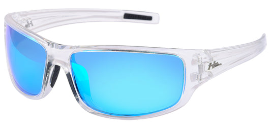 Main image: HZ Series Arkana - Premium Polarized Sunglasses by Hornz - Crystal Clear Frame - Blue Ice Mirror Lens