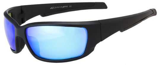 Main image: HZ Series Superfit - Premium Polarized Sunglasses by Hornz – Sunglasses for Men – Full Frame Strong Arms – Matte Black Frame – Ice Blue Mirror Lens