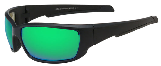 Main image: HZ Series Superfit - Premium Polarized Sunglasses by Hornz – Sunglasses for Men – Full Frame Strong Arms – Matte Black Frame – Emerald Green Mirror Lens