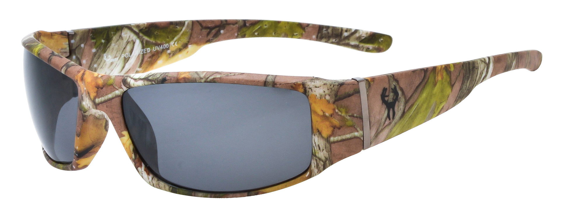 Main image: Hornz Brown Forrest Camouflage Polarized Sunglasses for Men Full Frame Wide Arms & Free Matching Microfiber Pouch – Brown Camo Frame - Smoke Lens