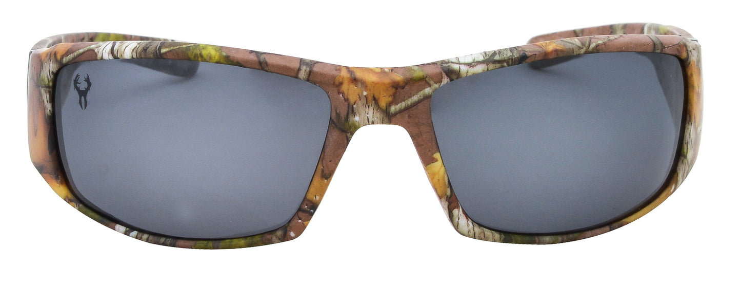 Third image: Hornz Brown Forrest Camouflage Polarized Sunglasses for Men Full Frame Wide Arms & Free Matching Microfiber Pouch – Brown Camo Frame - Smoke Lens