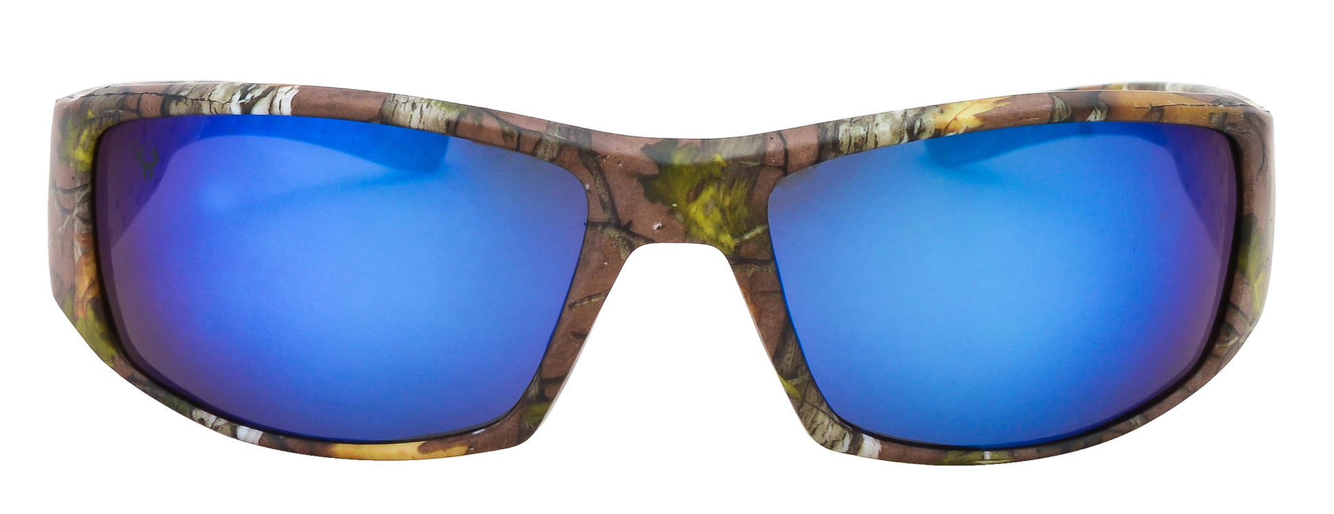 Third image: Hornz Brown Forrest Camouflage Polarized Sunglasses for Men Full Frame Wide Arms & Free Matching Microfiber Pouch – Brown Camo Frame – Blue Lens