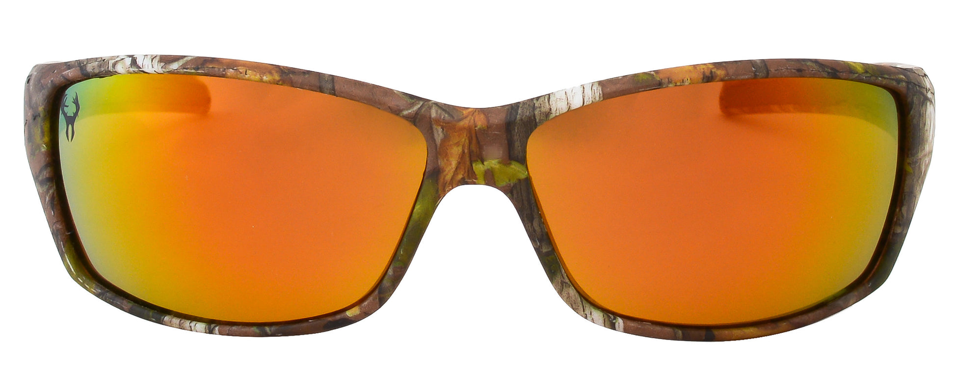 Third image: Hornz Brown Forest Camouflage Polarized Sunglasses for Men Full Frame & Free Matching Microfiber Pouch – Brown Camo Frame – Orange Lens