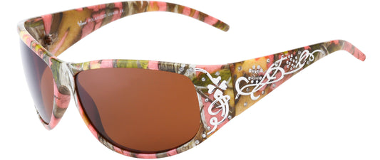 Main image: Hornz Pink Camouflage Polarized Sunglasses Country Girl Style Camo & Free Matching Microfiber Pouch - Pink Camo Frame - Amber Lens