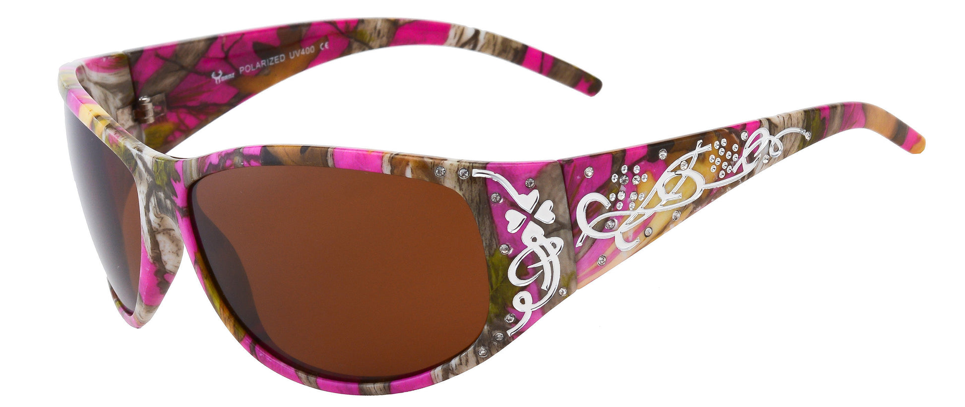 Main image: Hornz Hot Pink-Purple Camouflage Polarized Sunglasses Country Girl Style Camo & Free Matching Microfiber Pouch - Hot Pink-Purple Camo Frame - Amber Lens