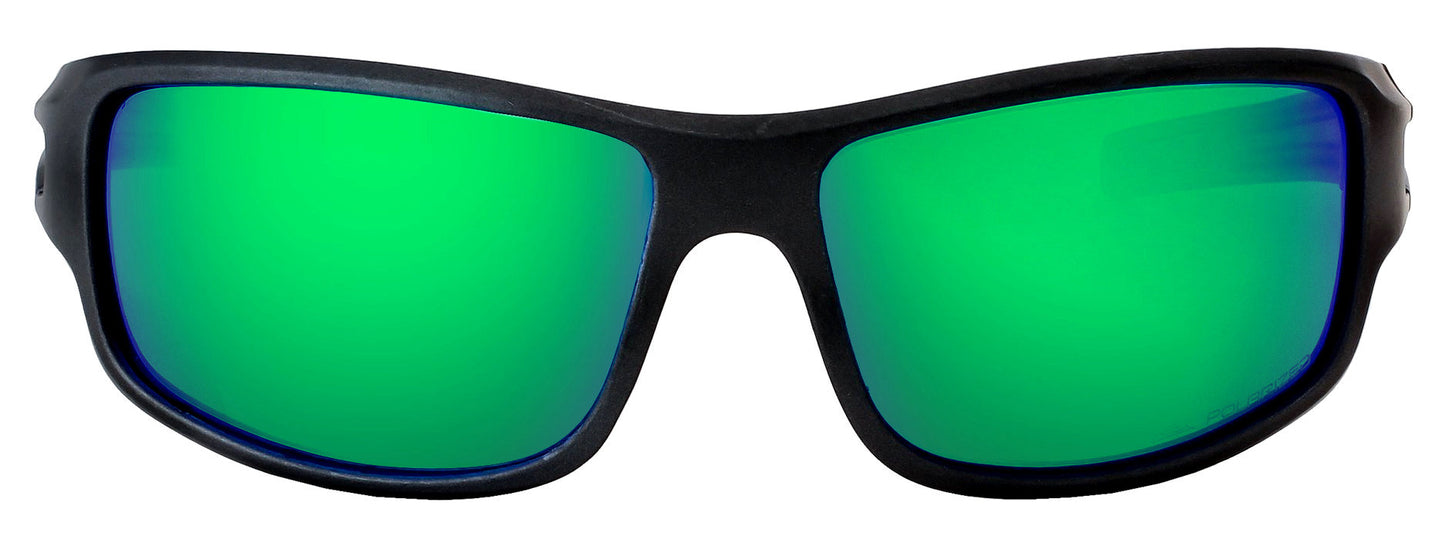 Second image: HZ Series Arkana - Premium Polarized Sunglasses by Hornz (Matte Black, Emerald Green Mirror)