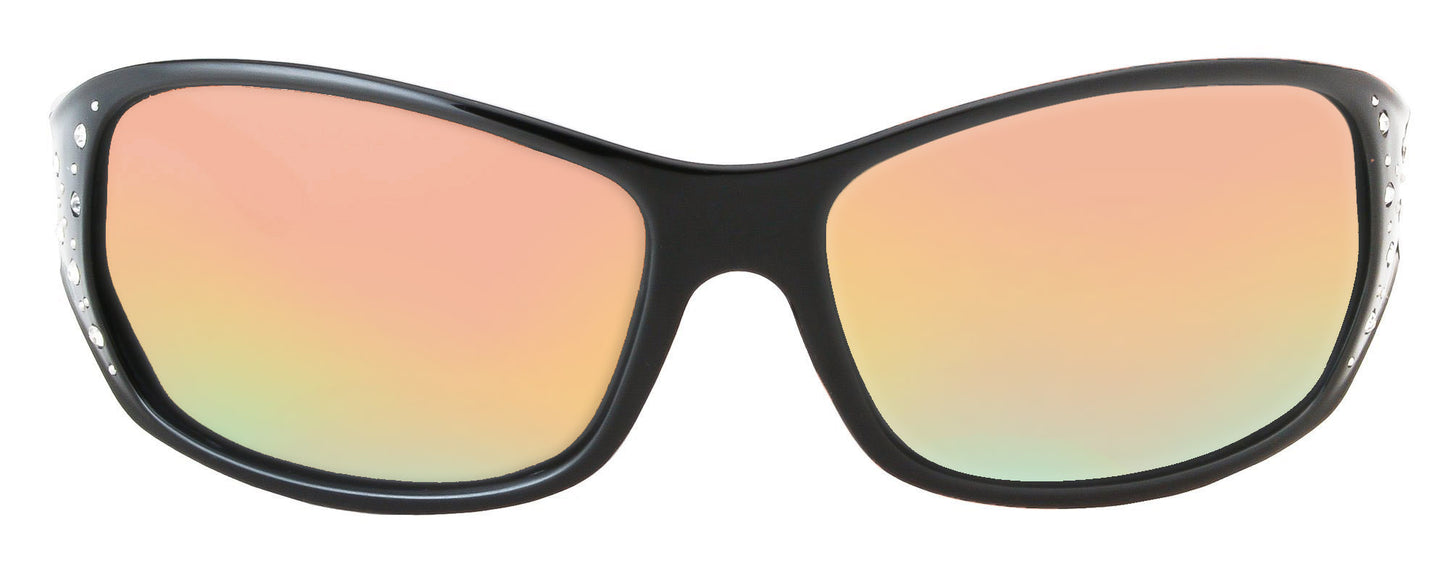 Second image: Polarized Sunglasses for Women - Premium Fashion Sunglasses - HZ Series Elettra Womens Designer Sunglasses (Midnight Black, Iridescent Pink Mirror Lens)