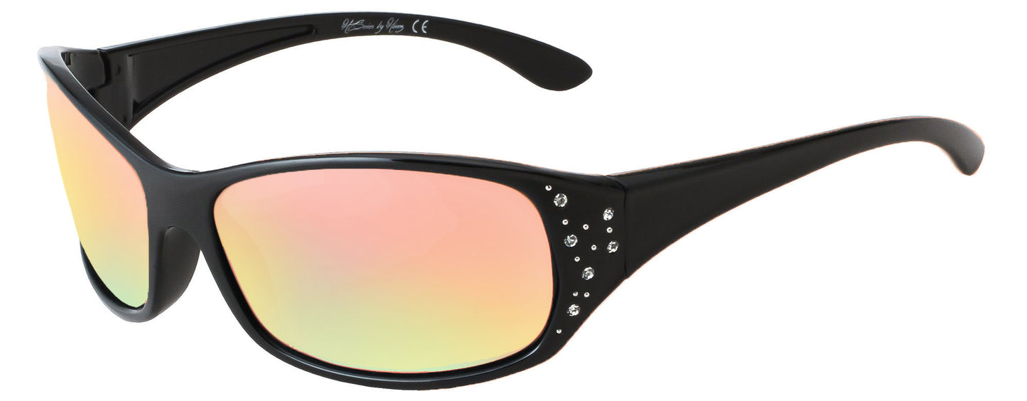 Main image: Polarized Sunglasses for Women - Premium Fashion Sunglasses - HZ Series Elettra Womens Designer Sunglasses (Midnight Black, Iridescent Pink Mirror Lens)