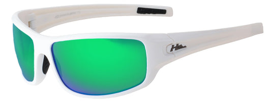 Main image: HZ Series Arkana - Premium Polarized Sunglasses by Hornz (Gloss White, Emerald Green Mirror)